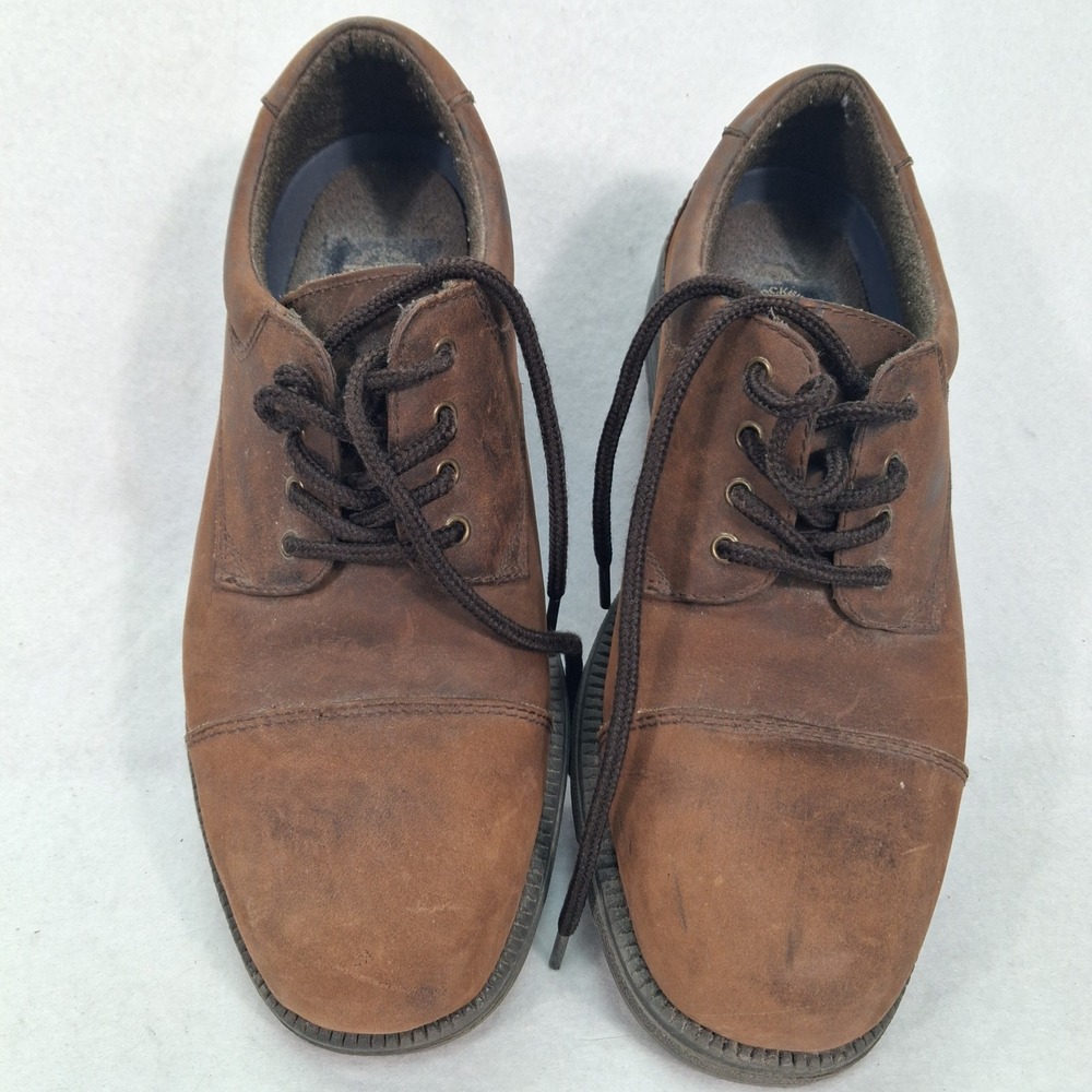 Dockers Oxford Shoes Mens 8.5M 090-92008 Brown Leather Cap Toe Lace Up Good